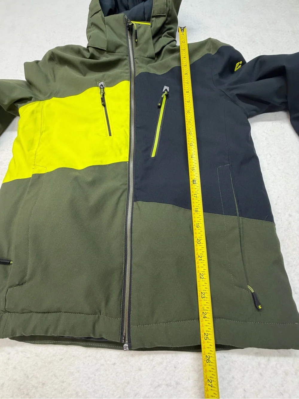 Boy’s Killtec KSW 174 Insulated Jacket- Size Large in Black, Olive & Neon Yellow